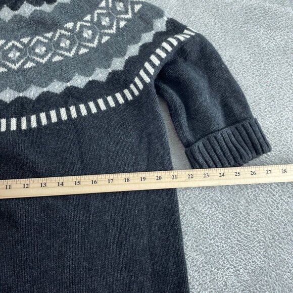 Ann Taylor Loft Black Fair Isle Sweater Dress With  L Size  5872 - Picture 7 of 9